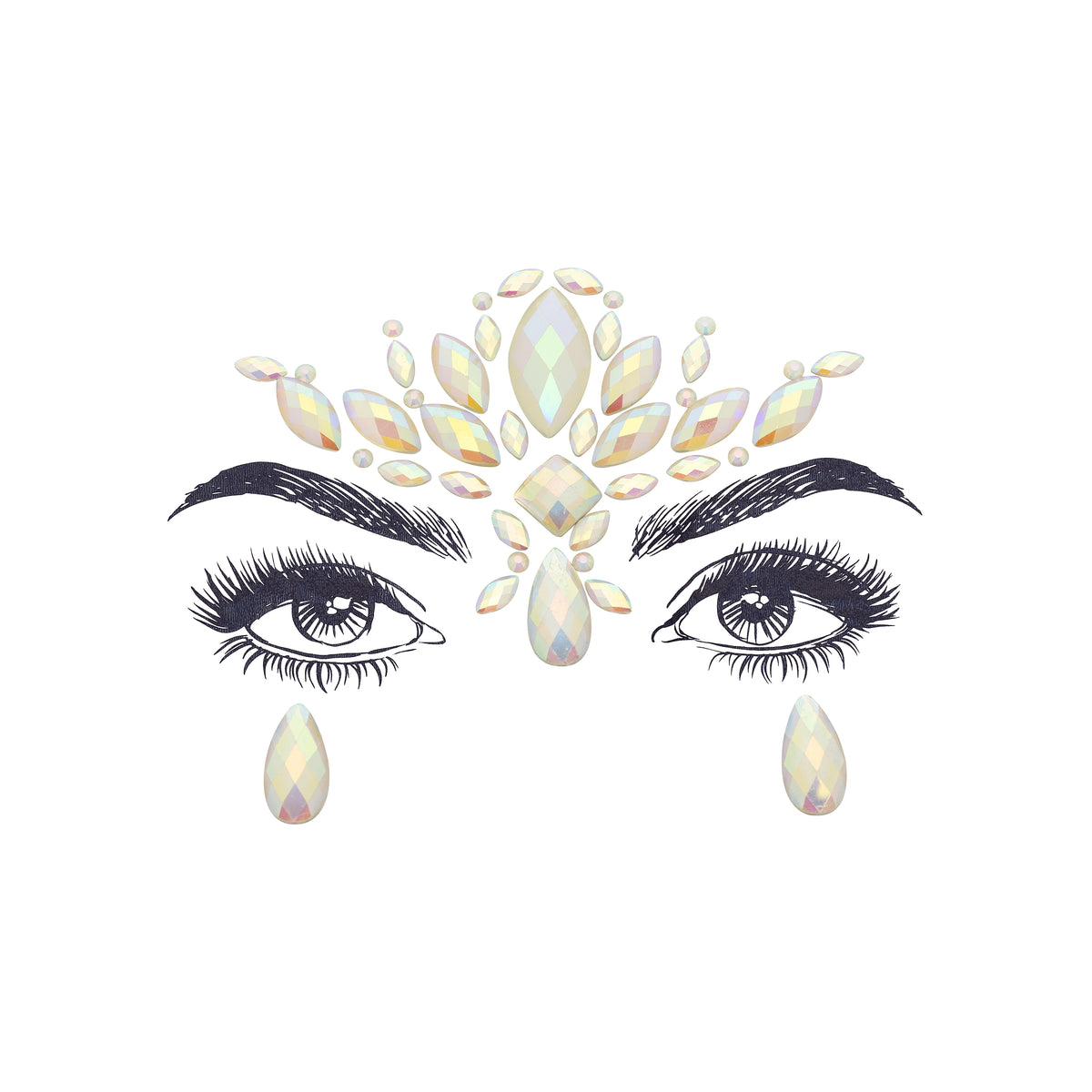 Brahma Face Gem Stickers-Brahma Face Gem Stickers – multicolor reflective resin rhinestone and acrylic diamond design