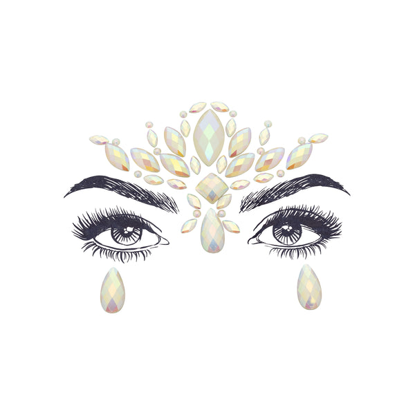 Exquisite multicolor Brahma Face Gem Stickers featuring reflective resin rhinestone and acrylic diamond design. Adjustable fit for ages 12 and up, perfect for adding a serene and captivating touch to festival and carnival attire. Eco-friendly and non-toxic materials ensure safe and creative expression. #carnivalmw #festivalfashion