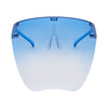 Full face shield protective from UV rays, fog resistant and adjustable. Blue ombre. Front view full.