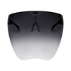 Full face shield protective from UV rays, fog resistant and adjustable. Black ombre. Front view full.