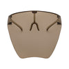 Full face shield protective from UV rays, fog resistant and adjustable. Tea. Front view full.