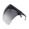 Full face shield protective from UV rays, fog resistant and adjustable. Black ombre. Side view full.