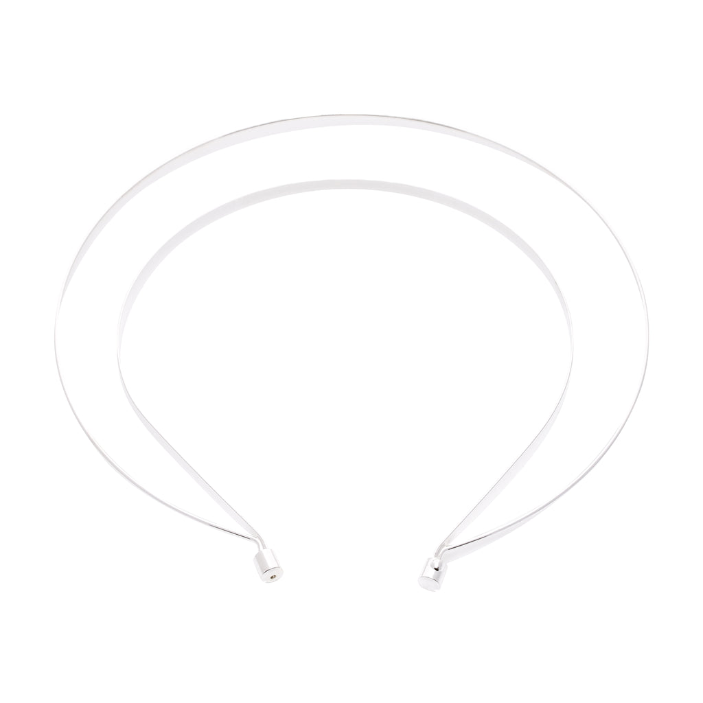 Stardust Headband with three tiers halo. Silver. Front view full.