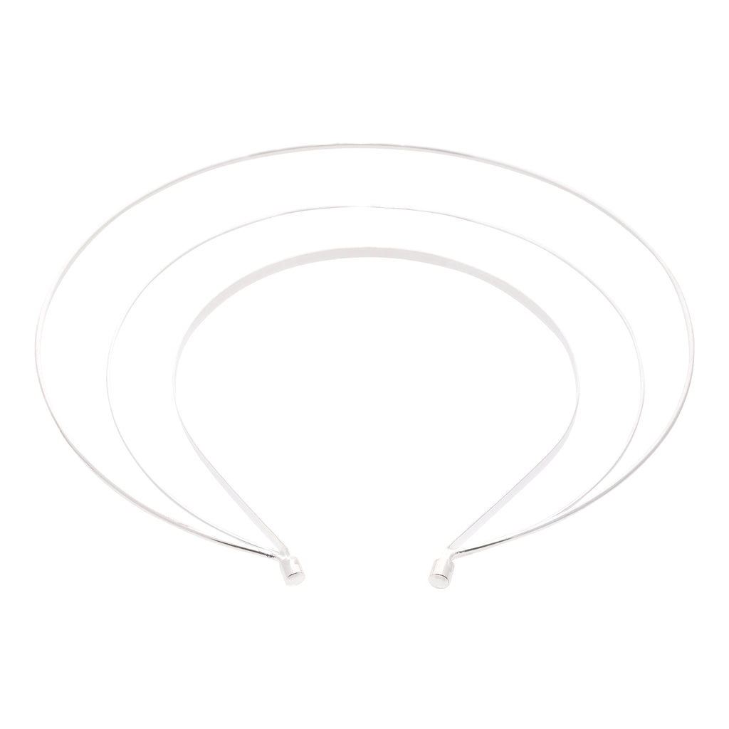 Stardust Headband with three tiers halo. Silver. Front view full.