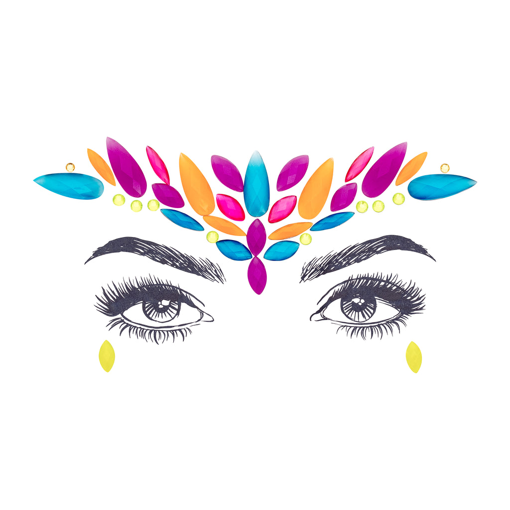 Eyes with Kali Face Gem Stickers. Multicolor. Front view full. 