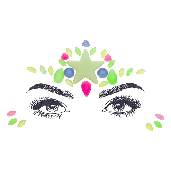 Eyes with Parvati Face Gem Stickers. Multicolor. Front view full. 