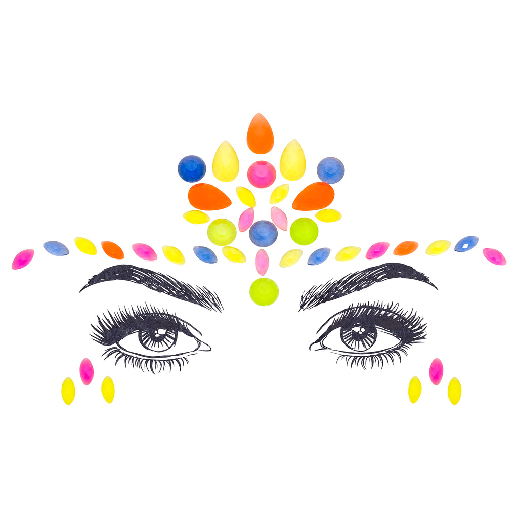 Eyes with Shakti Face Gem Stickers. Multicolor. Front view full. 