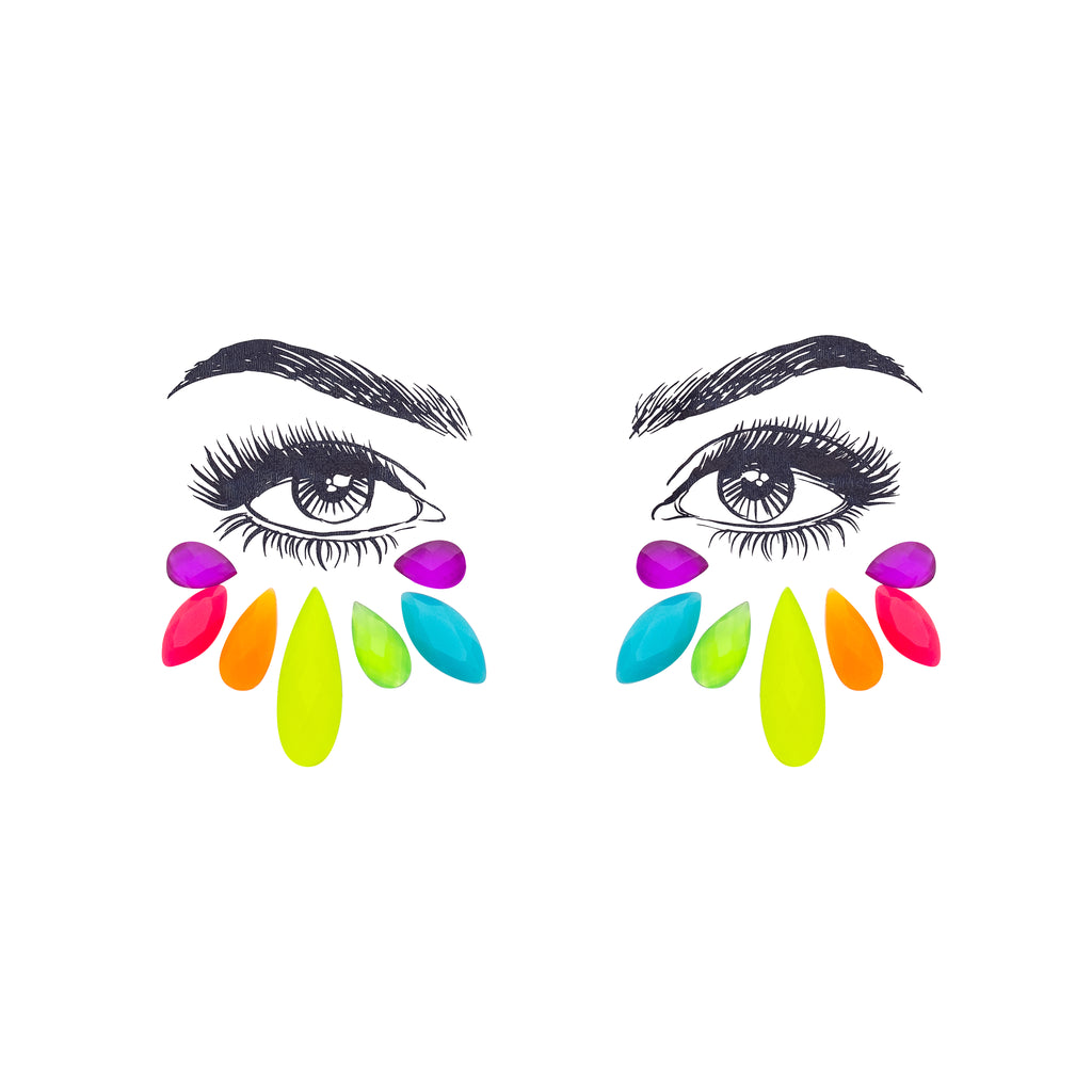 Eyes with Sita Face Gem Stickers. Multicolor. Front view full. 