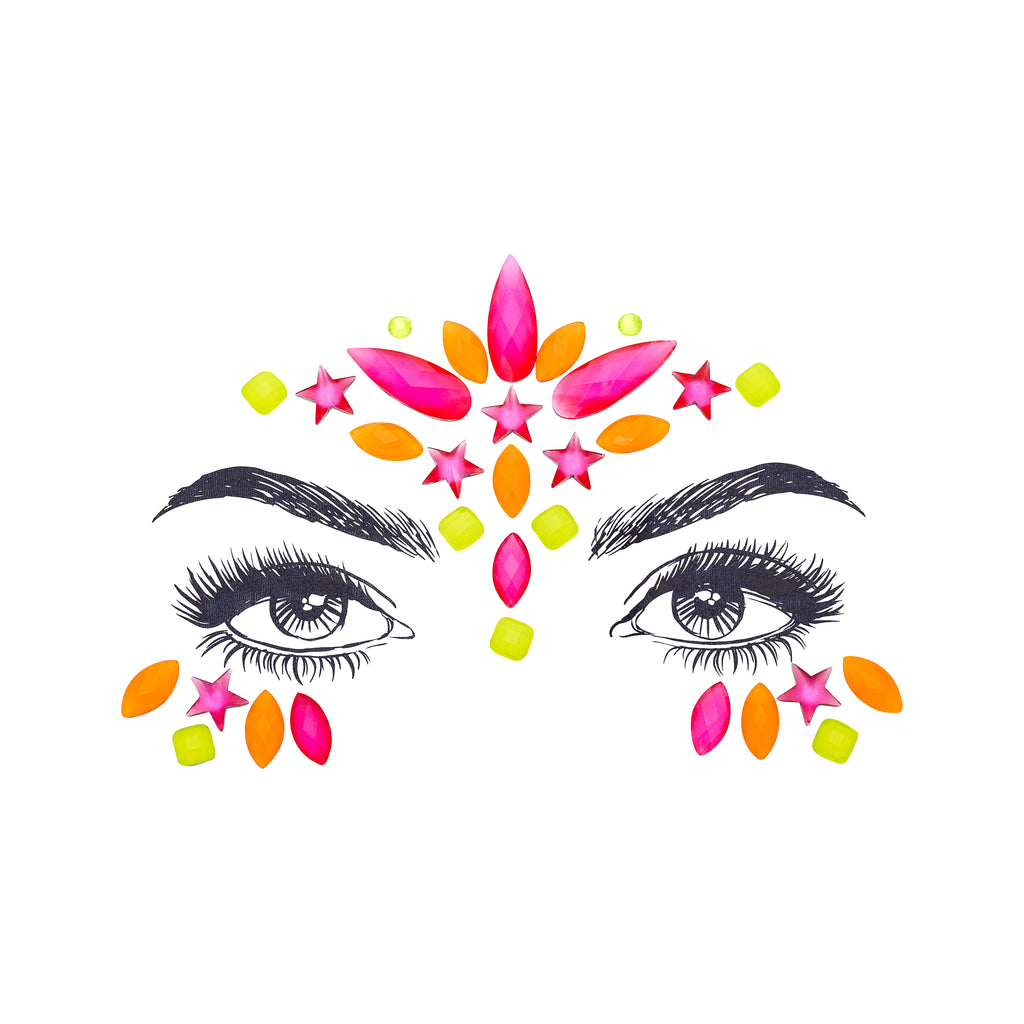 Eyes with Lakshmi Face Gem Stickers. Multicolor. Front view full. 