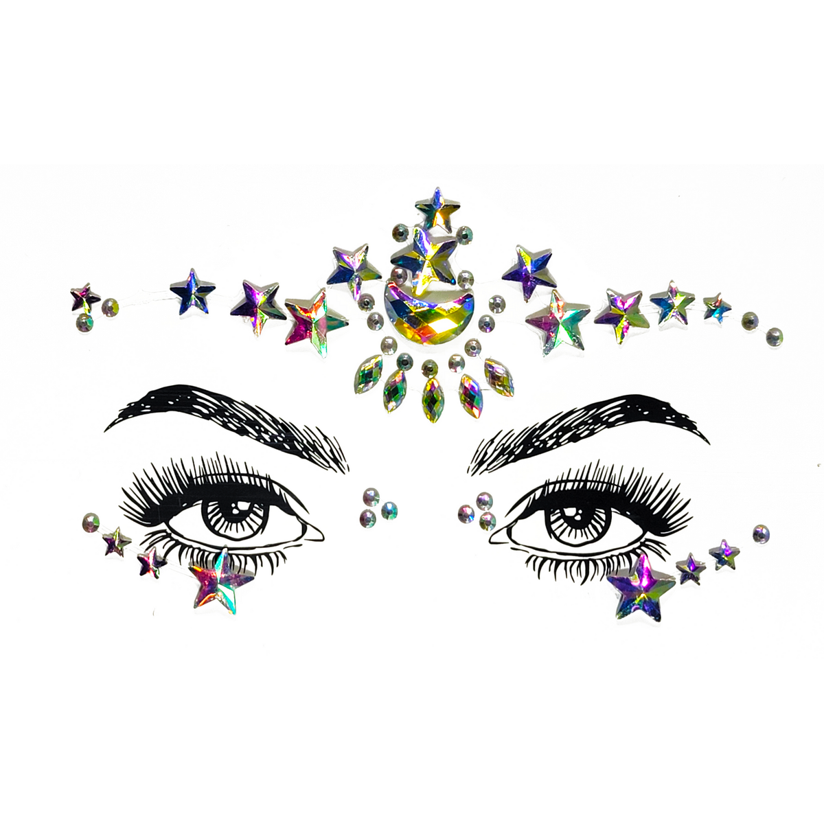 Capricorn Face Gem Stickers-Capricorn Face Gem Stickers – multicolor reflective resin rhinestone and acrylic diamond design