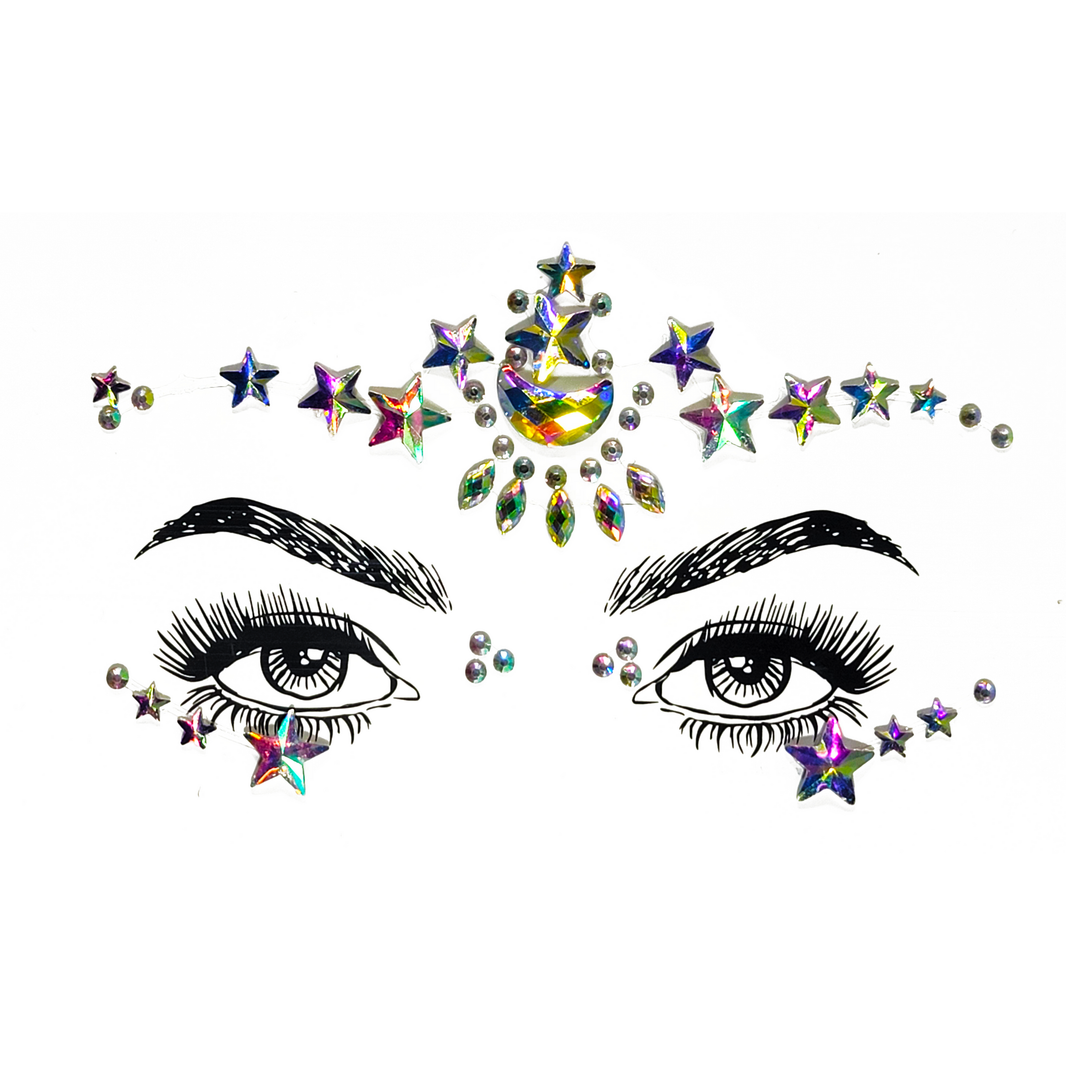 Captivating multicolor Capricorn Face Gem Stickers featuring reflective resin rhinestone and acrylic diamond design