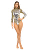 Sexy One-Piece Hand Designed Gold Beaded Mirror Bodysuit. Front