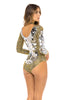 Sexy One-Piece Hand Designed Gold Beaded Mirror Bodysuit. Back Side