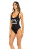 Sexy One-Piece Swimsuit Type Print "Worst Behavior"  Front Side