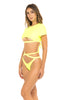 Women in Sport Crop Top Two-Piece Bikini Swimsuit. Side view half.