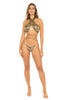 Women in Crocodile X Cross Two-Piece Bikini. Front view full.