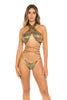 Women in Crocodile X Cross Two-Piece Bikini. Front view half..