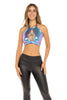 Woman in Shine Holographic Crop Top. Front View full.