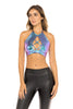 Woman in Shine Holographic Crop Top. Front View half. 