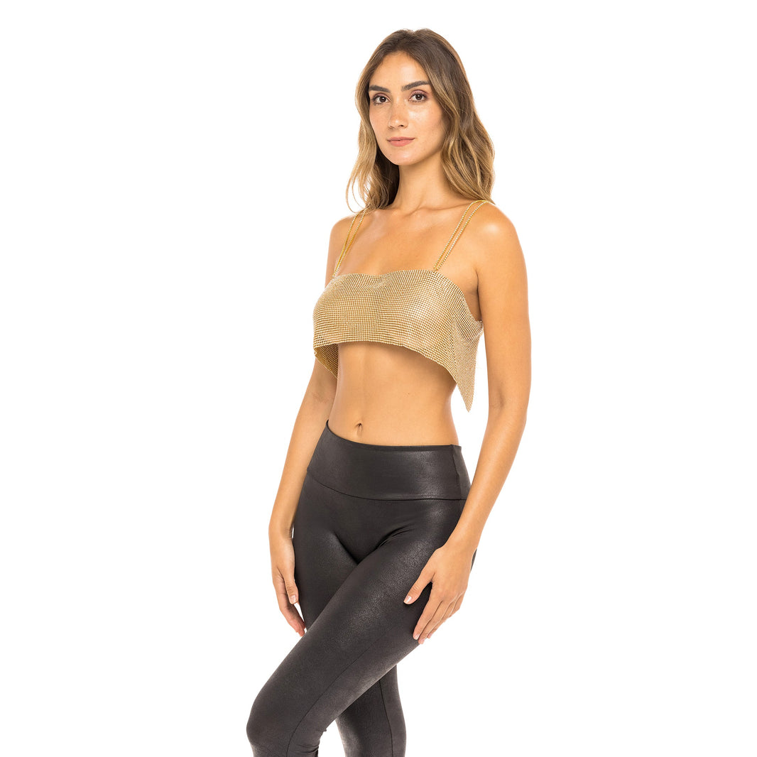 Crystal Rhinestone Chain Crop Top-Woman in crystal top – photo 2