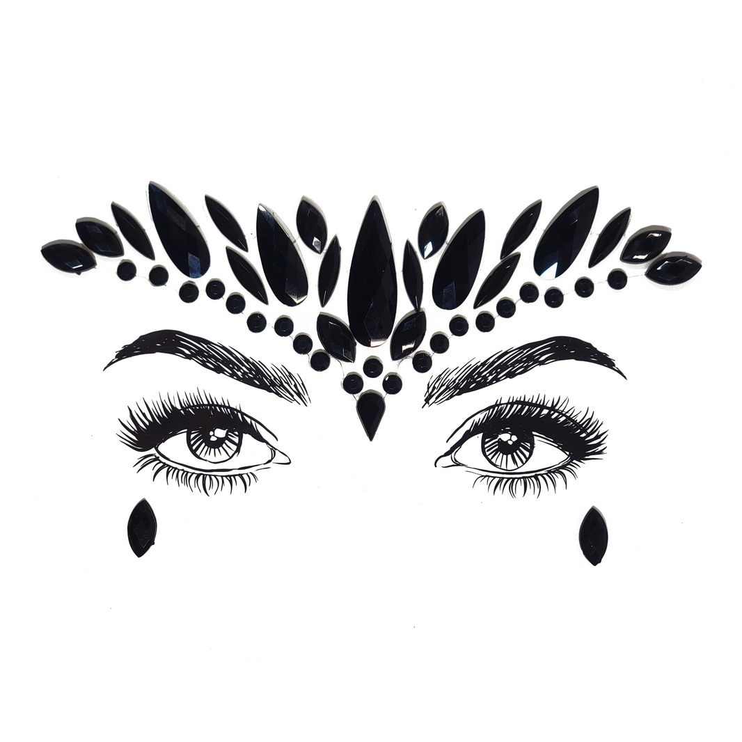 Striking multicolor Durga Face Gem Stickers featuring reflective resin rhinestone and acrylic diamond design