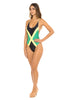 Jamaican Flag One-Piece Swimsuit featuring bold black, yellow, and green colors. Designed with spaghetti straps for style and support. Made from Nylon and Spandex for comfort and flexibility. True to size fit, ideal for carnival, festival, or beach events. Machine washable for easy care. #carnivalmw #carnival #mondaywear #onepiece #jamaica #swimsuit