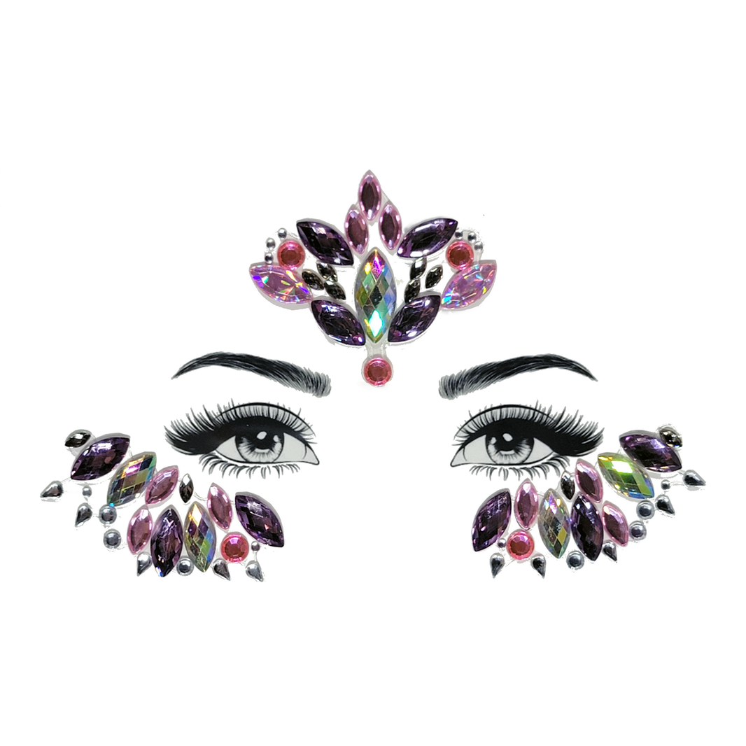 Exquisite multicolor Kamadhenv Face Gem Stickers featuring reflective resin rhinestone and acrylic diamond design