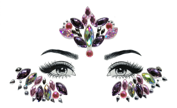 Exquisite multicolor Kamadhenv Face Gem Stickers featuring reflective resin rhinestone and acrylic diamond design. Adjustable fit for ages 12 and up, perfect for adding a serene touch to festival and carnival attire. Eco-friendly and non-toxic materials ensure safe and creative expression. #carnivalmw #festivalfashion