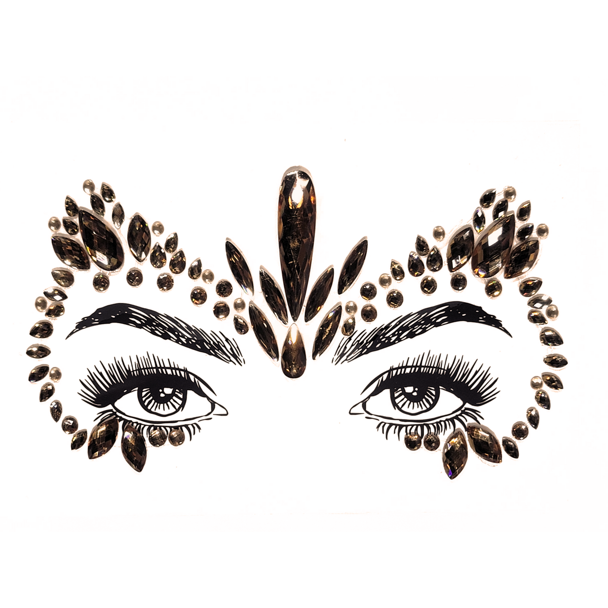 Leo Face Gem Stickers-Leo Face Gem Stickers – multicolor reflective resin rhinestone and acrylic diamond design