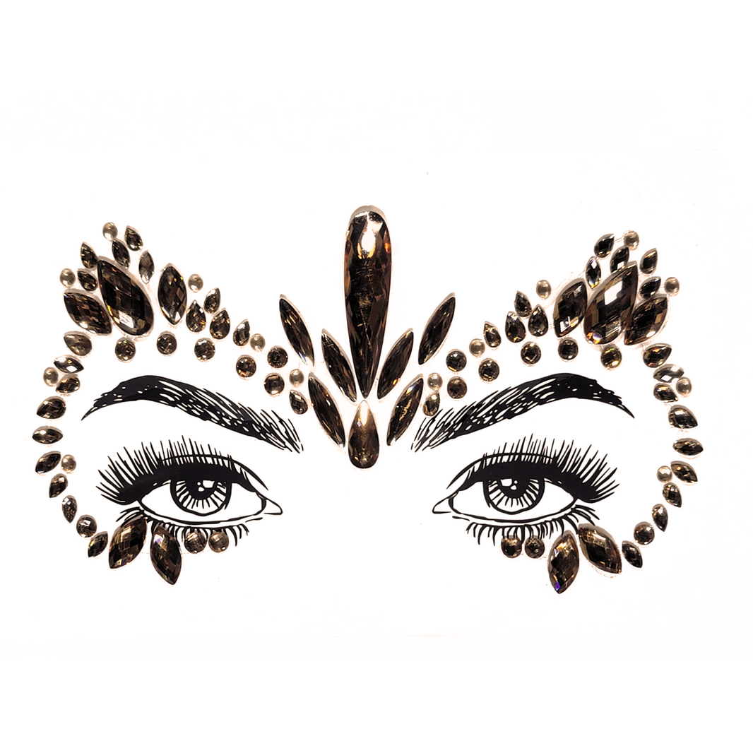 Majestic multicolor Leo Face Gem Stickers featuring reflective resin rhinestone and acrylic diamond design