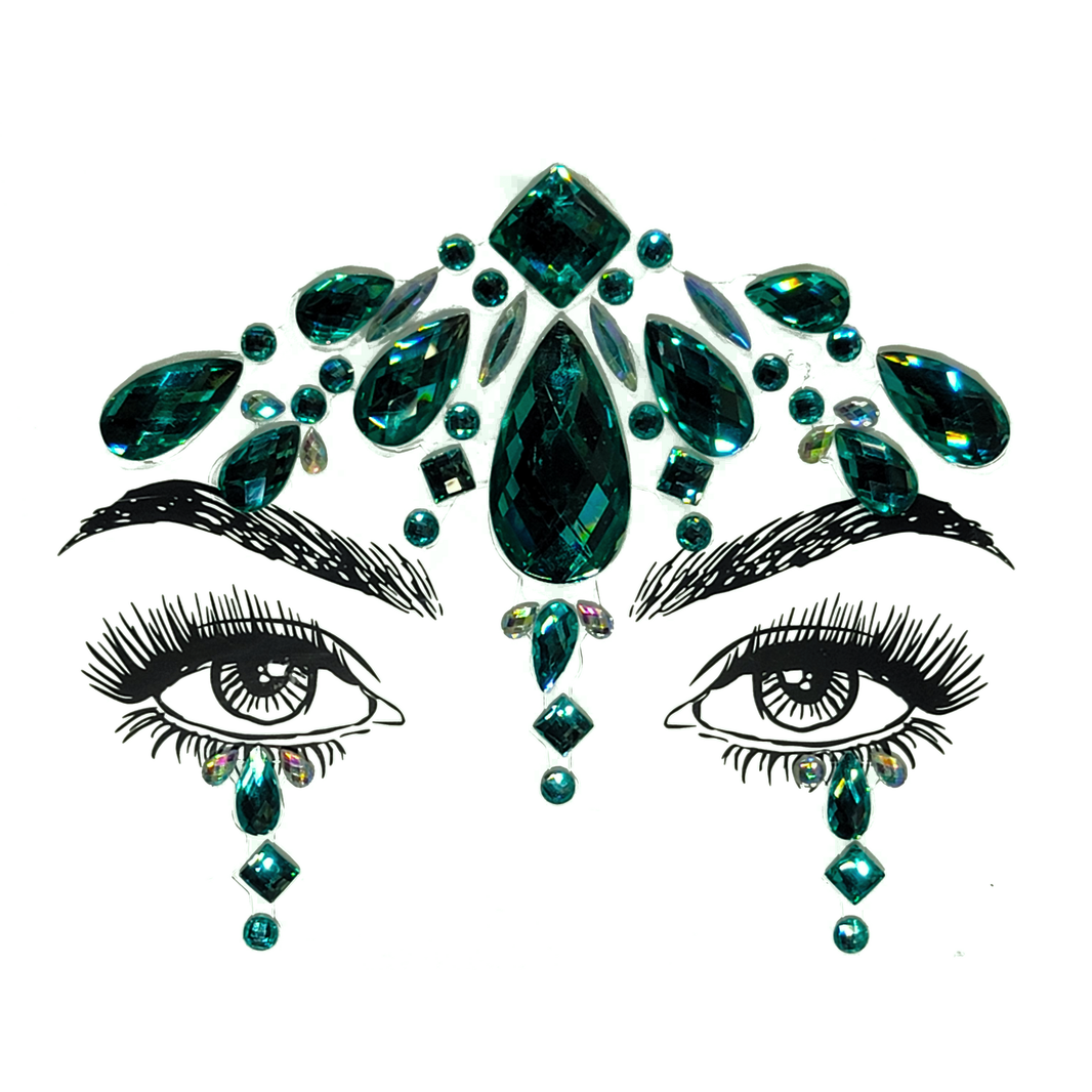 Whimsical multicolor Pisces Face Gem Stickers featuring reflective resin rhinestone and acrylic diamond design