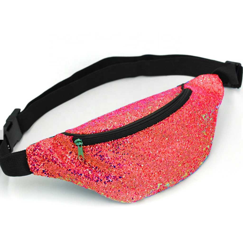 Red Glitter Carnival Chest & Waist Fanny Bag-Red Glitter Carnival Chest & Waist Fanny Bag — hands-free chest and waist bag for phone and essentials at carnival, fetes, and festivals