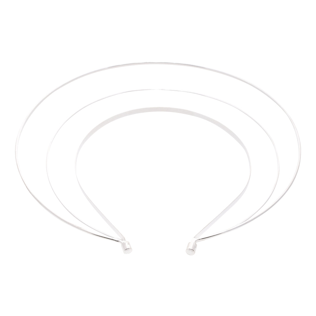 Stardust Headband-Stardust Headband in silver, three-tier halo design – carnival headpiece by CARNIVALMW, front view